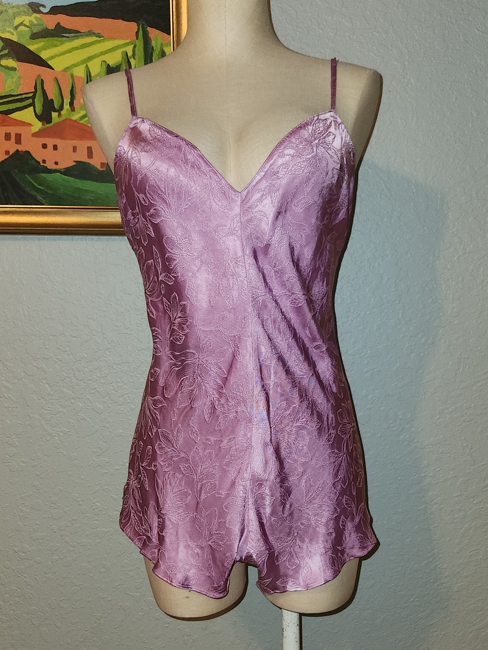 Victoria's Secret Lavender Pink Satin Floral Slip Chemise